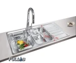سینک ظرفشویی اخوان 510 توکار با جا مایع و زیراب مربع تخلیه سریع